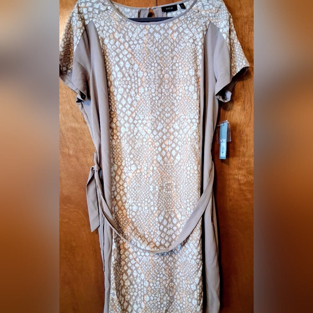 NWT Apt. 9 XL Snake Pattern Sheath Dress Tan Cream